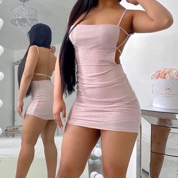 NEVER WORN. Pink sparkly backless mini dress - Picture 5 of 5